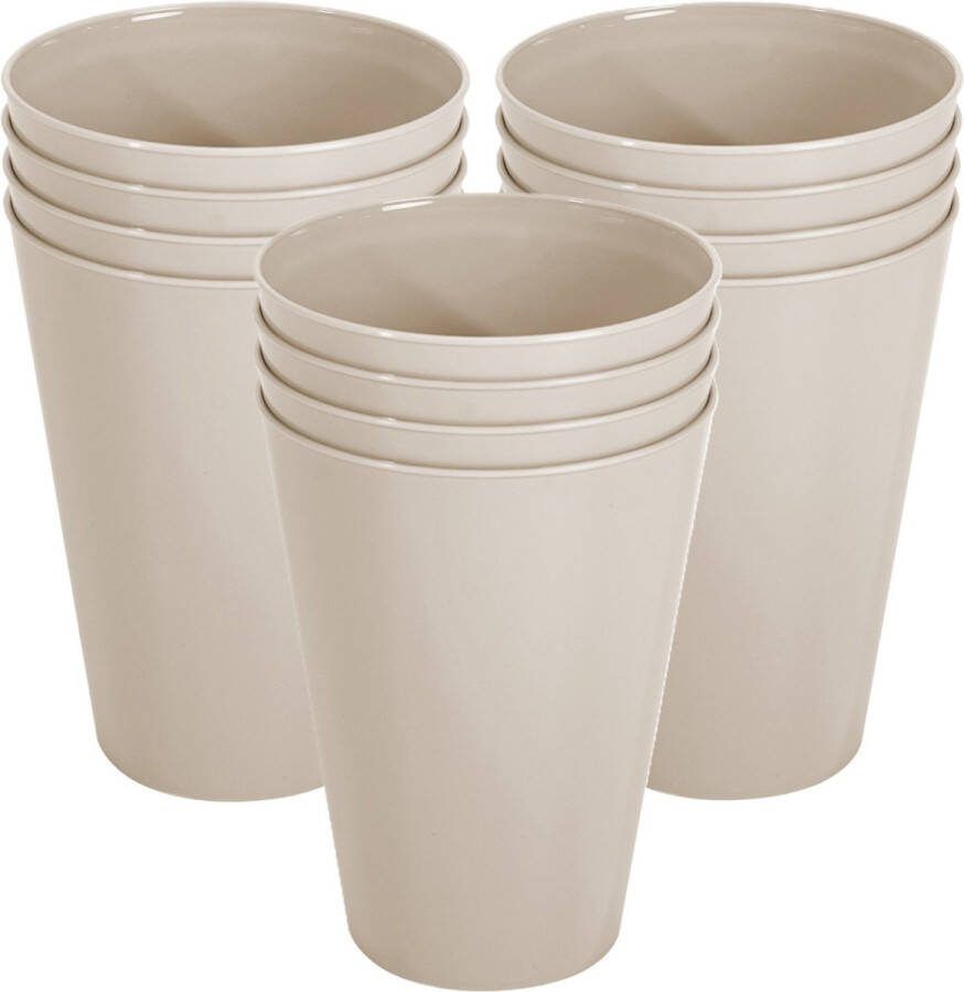 Hega hogar Onbreekbare drinkglazen set 12x stuks kunststof beige 430 ml camping outdoor kinderen limonade glazen