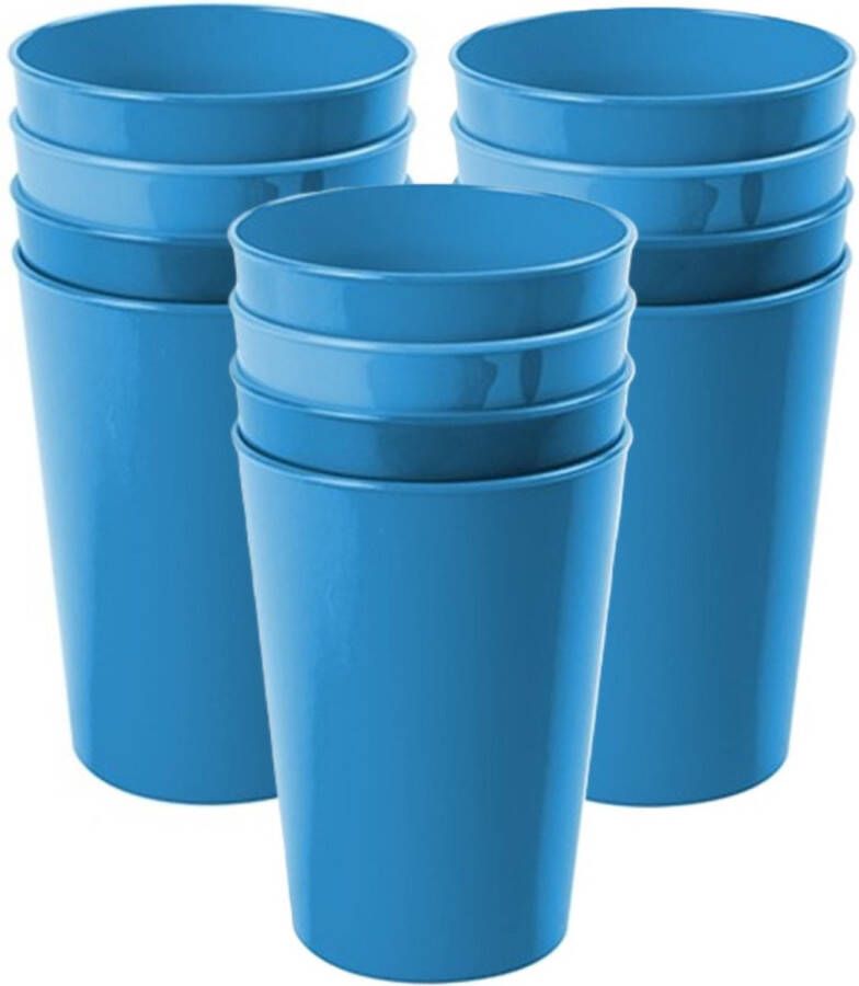 Hega hogar Onbreekbare drinkglazen set 12x stuks kunststof blauw 300 ml camping outdoor kinderen limonade glazen