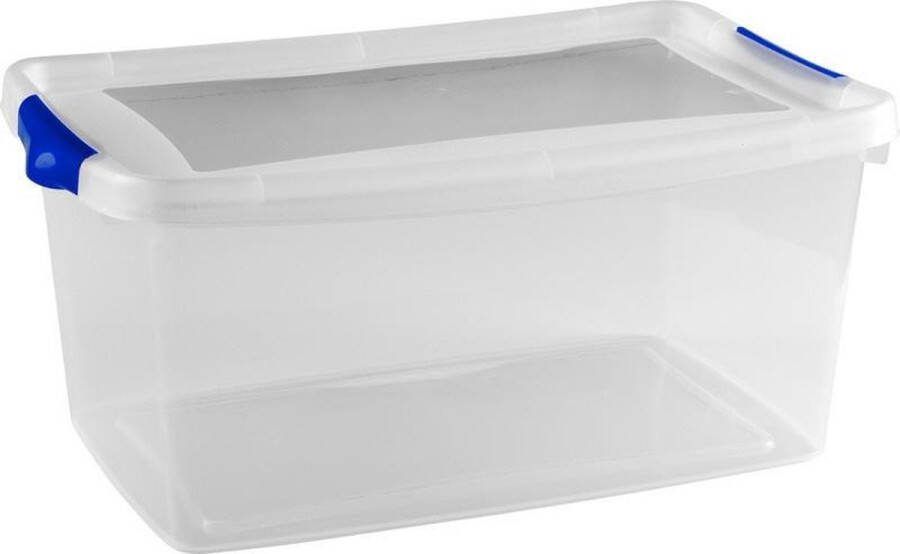 Hega hogar 4x Stuks opberg boxen opbergdozen 13 liter 43 x 27 x 19 cm kunststof Opslagboxen Opbergbakken kunststof transparant blauw