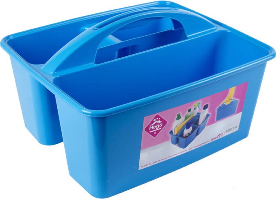 Hega hogar Blauwe opbergbox opbergdoos mand met handvat 6 liter kunststof 31 x 26 5 x 18 cm Opbergbakken voor schoonmaakspullen