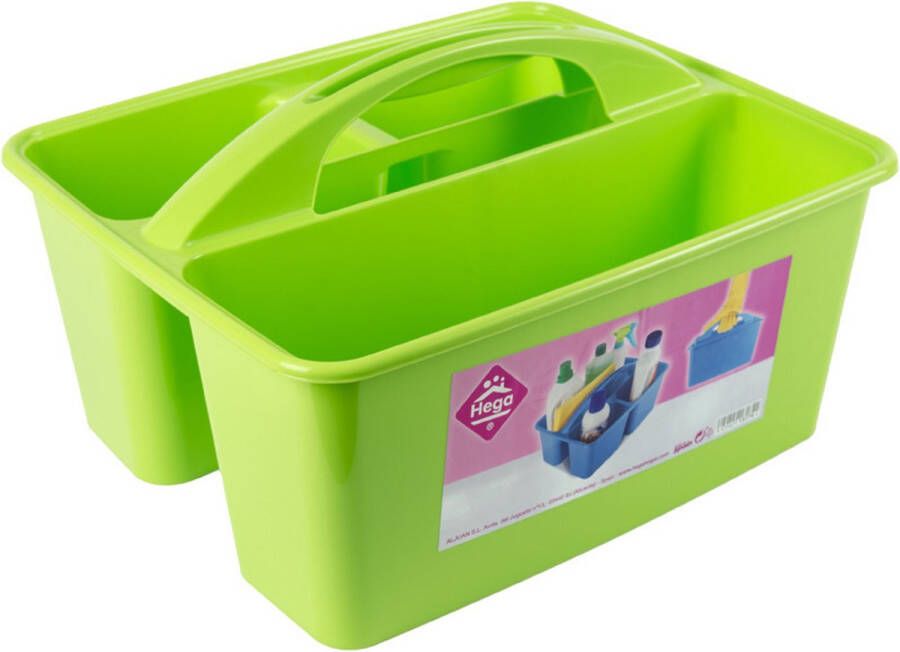 Hega hogar Groene opbergbox opbergdoos mand met handvat 6 liter kunststof 31 x 26 5 x 18 cm Opbergbakken voor schoonmaakspullen