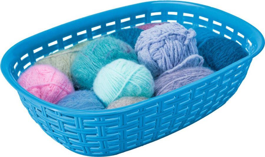 Hega hogar Opbergmandje kastmandje blauw 3 liter kunststof 21 x 30 x 7 cm kleine opslag bakjes manden