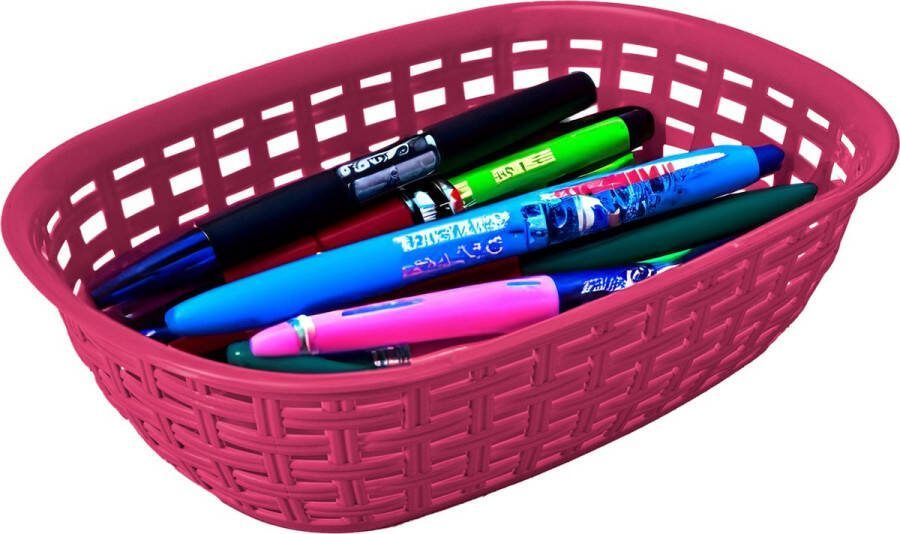 Hega hogar Opbergmandje kastmandje fuchsia roze 3 liter kunststof 21 x 30 x 7 cm kleine opslag bakjes manden
