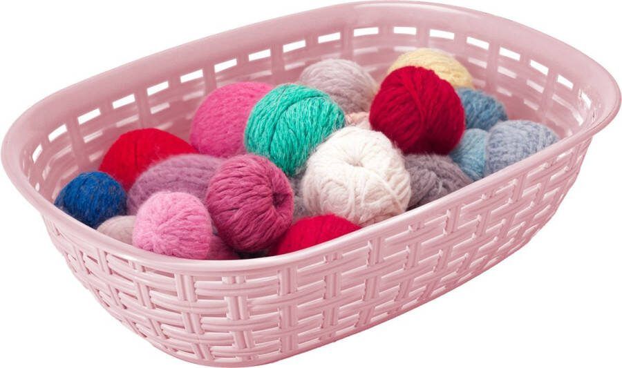 Hega hogar Opbergmandje kastmandje roze 3 liter kunststof 21 x 30 x 7 cm kleine opslag bakjes manden