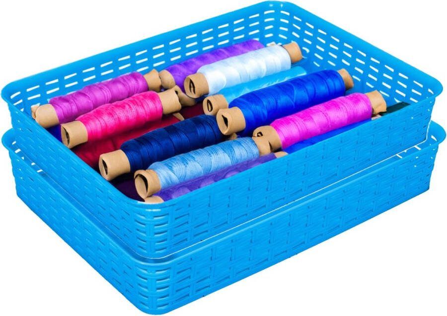 Hega hogar Opbergmandje ladeverdeler 2x blauw 4.5 liter kunststof 26 x 35 x 6 cm kastmandjes manden