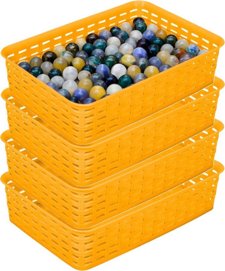 Hega hogar Opbergmandje ladeverdeler 4x geel 2 liter kunststof 17 x 25 x 6 cm kleine opslag bakjes manden