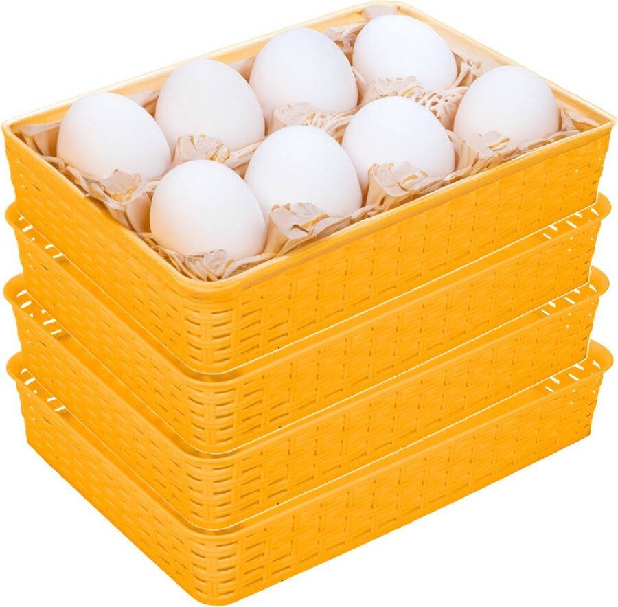 Hega hogar Opbergmandje ladeverdeler 4x geel 4.5 liter kunststof 26 x 35 x 6 cm kastmandjes manden