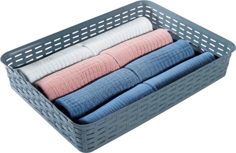 Hega hogar Opbergmandje ladeverdeler denin blauw 4.5 liter kunststof 26 x 35 x 6 cm kastmandjes manden