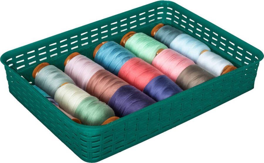 Hega hogar Opbergmandje ladeverdeler donkergroen 4.5 liter kunststof 26 x 35 x 6 cm kastmandjes manden