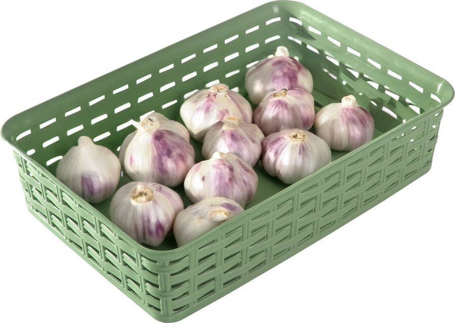 Hega hogar Opbergmandje ladeverdeler groen 2 liter kunststof 17 x 25 x 6 cm kleine opslag bakjes manden