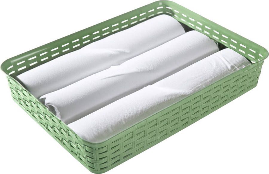 Hega hogar Opbergmandje ladeverdeler groen 4.5 liter kunststof 26 x 35 x 6 cm kastmandjes manden
