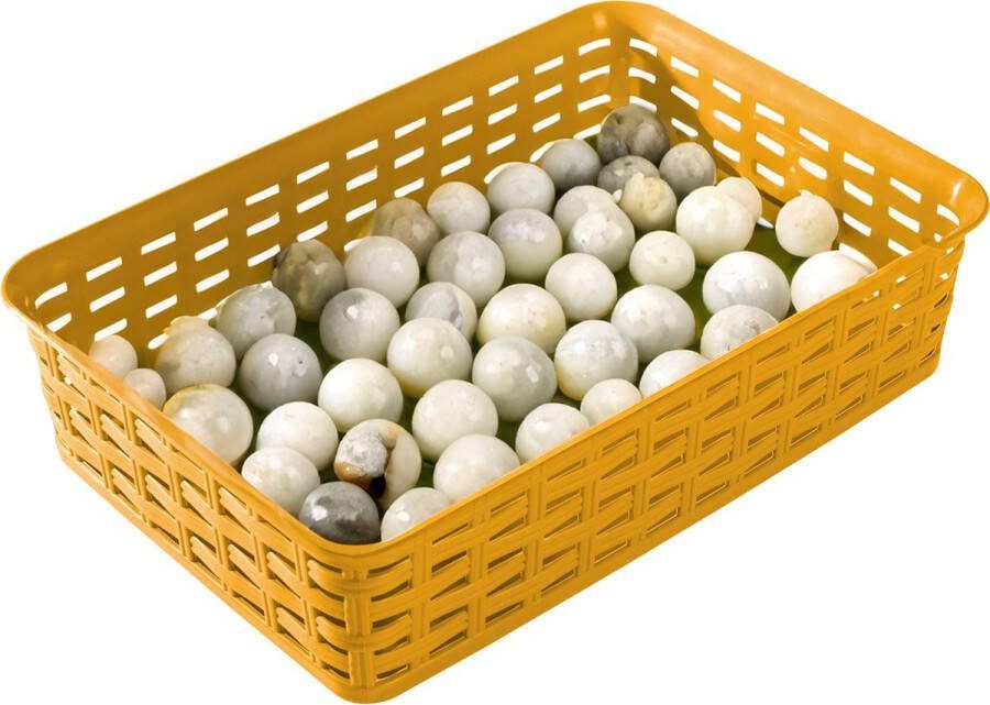 Hega hogar Opbergmandje ladeverdeler okergeel 2 liter kunststof 17 x 25 x 6 cm kleine opslag bakjes manden