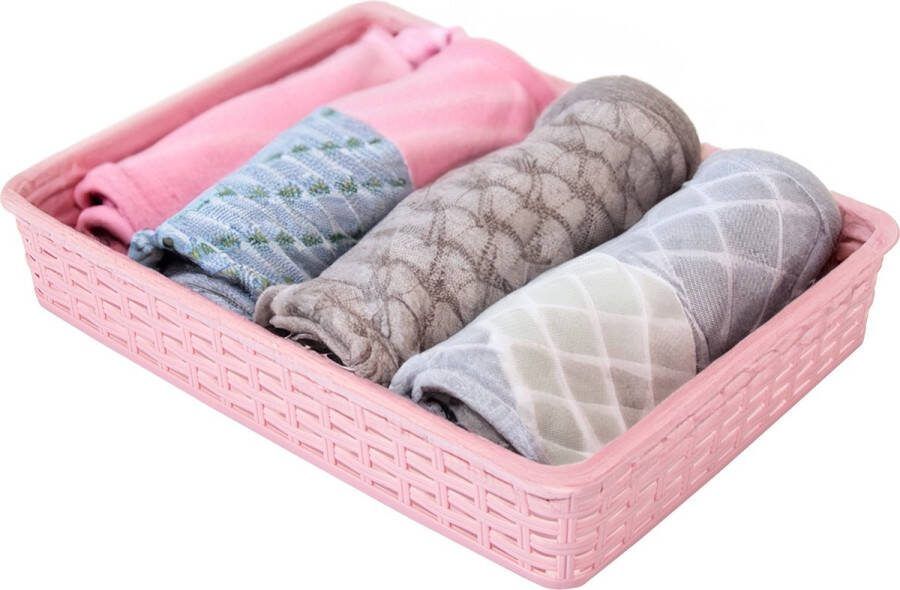 Hega hogar Opbergmandje ladeverdeler roze 4.5 liter kunststof 26 x 35 x 6 cm kastmandjes manden