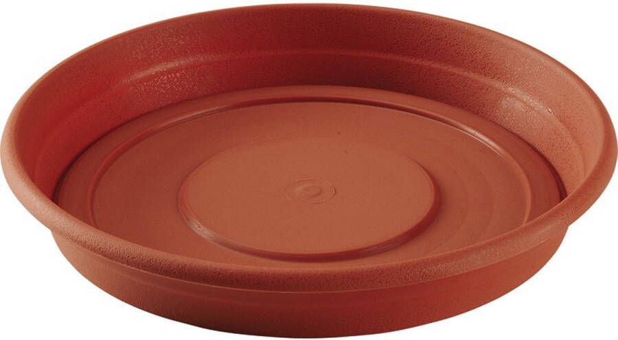 Hega hogar Bloempot plantenpot terra cotta kleur onderschaal opvangbord kunststof diameter 26 cm