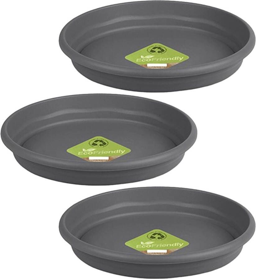 Hega hogar Opvangschaal onderschaal voor bloempot plantenpot 3x Flori lichtgrijs Dia 29 cm