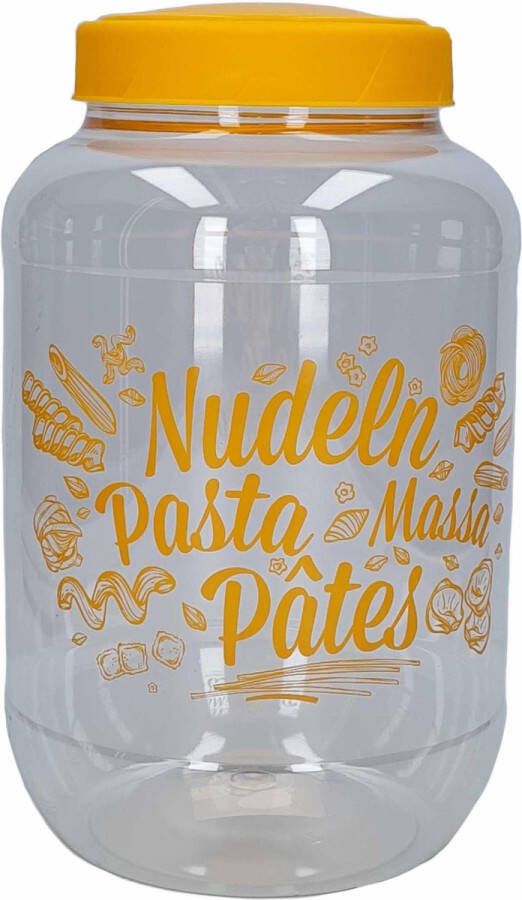 Hega hogar Pasta voorraadpot bewaarpot gele deksel 3700 ml kunststof 15 5 x 25 cm Macaroni spaghetti bewaren