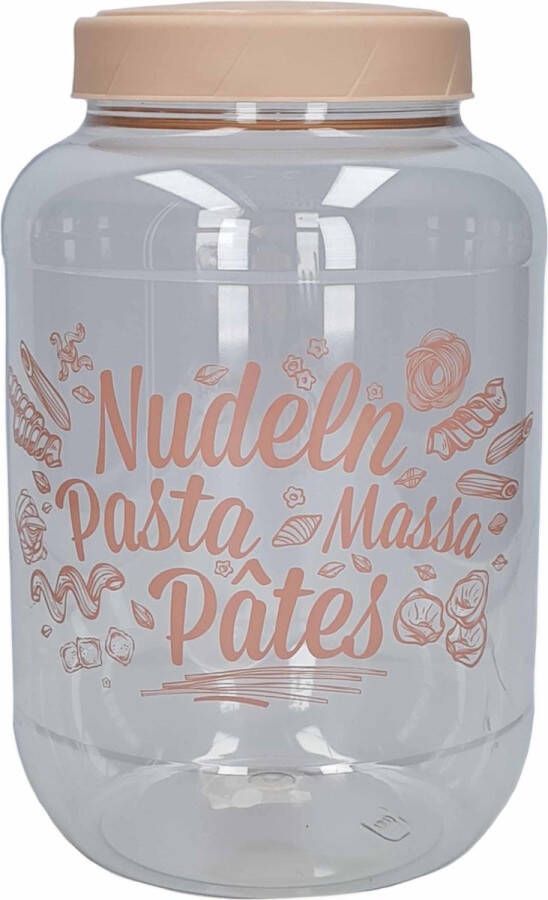 Hega hogar Pasta voorraadpot bewaarpot roze deksel 3700 ml kunststof 15 5 x 25 cm Macaroni spaghetti bewaren