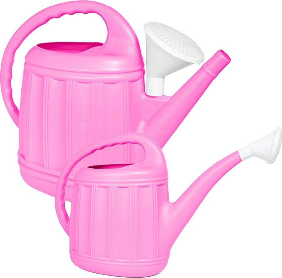 Hega hogar Planten Gieters Eureka 2x kunststof roze buiten broeskop 12 en 7 liter