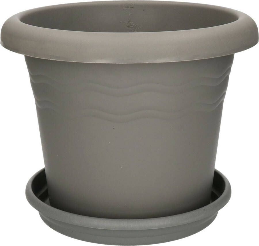 Hega hogar Plantenpot bloempot Flori met onderschaal 26 cm kunststof