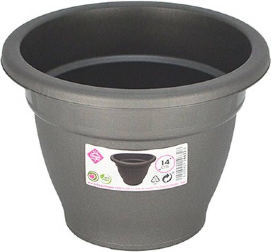 Hega Hogar Plantenpot bloempot Grijs 14 Cm Kunststof
