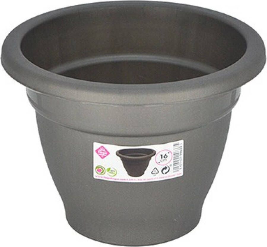 Hega Hogar Plantenpot bloempot Grijs 16 Cm Kunststof