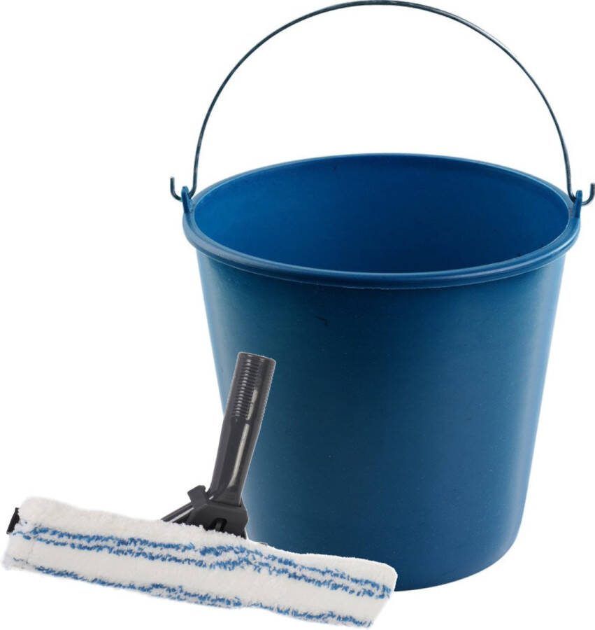 Hega hogar Raamwassen combi van raamwisser en dweil 35 cm met een water schoonmaak emmer van 16 liter