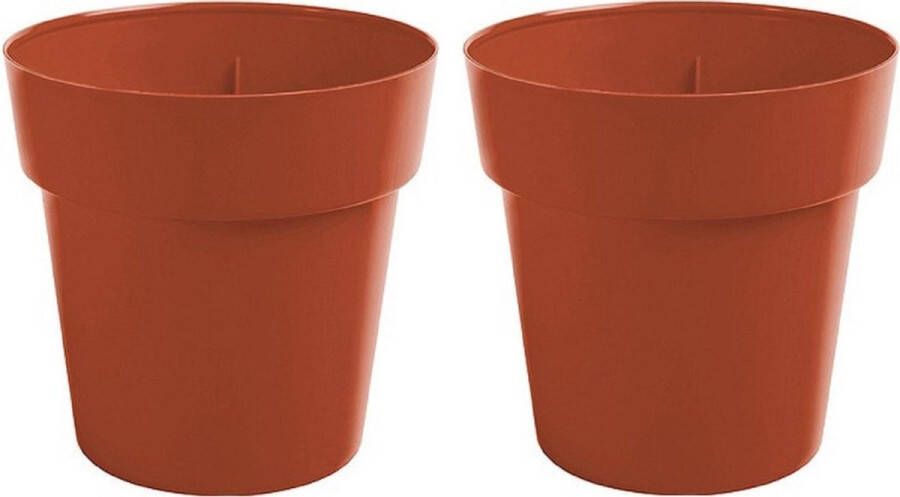 Hega hogar Set van 6x stuks terracotta ronde plantenpot bloempot Melisa 20 cm kunststof Onbreekbare plantenbakken bloembakken Tuin decoraties