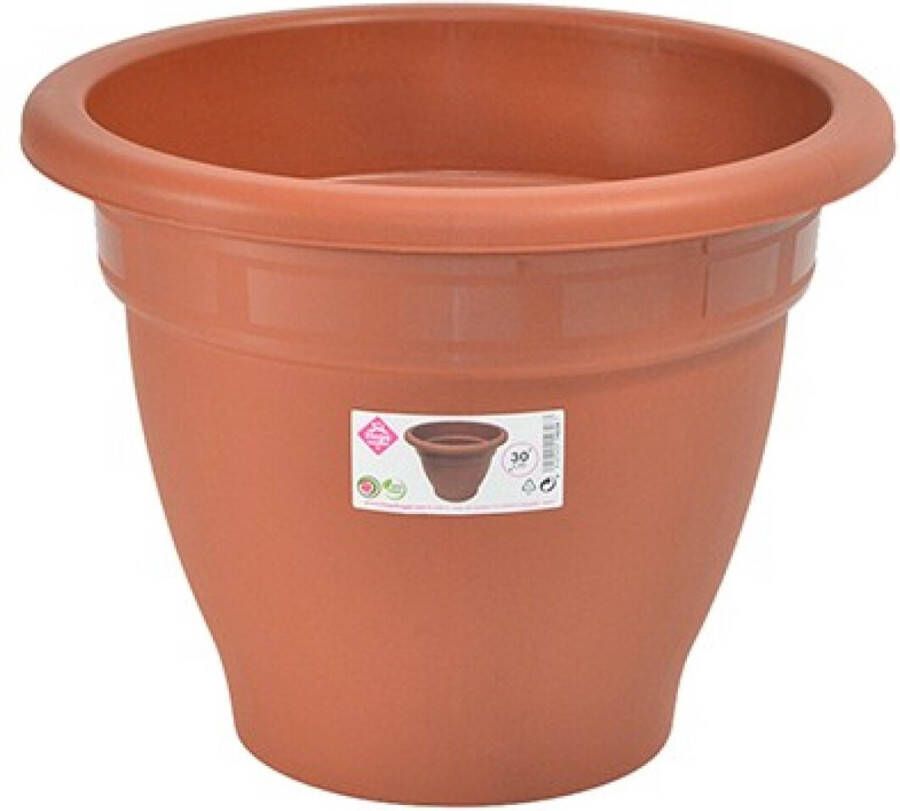 Hega hogar Terra cotta kleur ronde plantenpot bloempot kunststof diameter 30 cm Plantenbakken bloembakken voor buiten