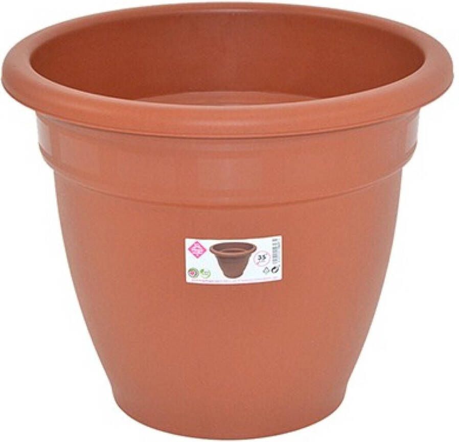 Hega hogar Terra cotta kleur ronde plantenpot bloempot kunststof diameter 35 cm Plantenbakken bloembakken voor buiten