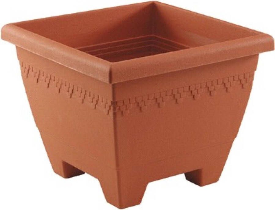 Hega hogar Terracotta vierkante plantenpotten bloempotten Lima 30 cm kunststof Woon tuinaccessoires decoratie Vierkante bloempotten plantenpotten voor binnen buiten