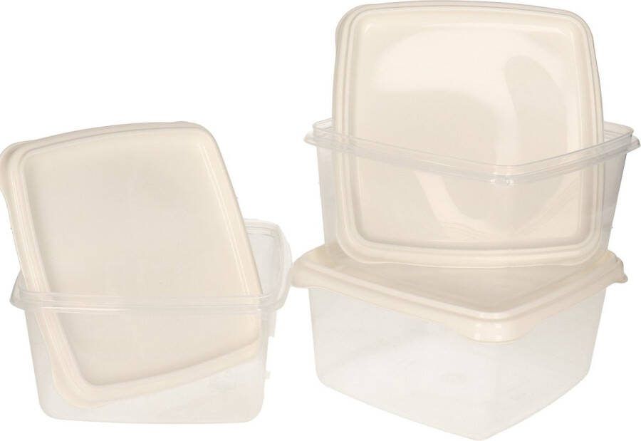 Hega hogar Vershoudbakjes set 3x stuks 1.3 liter transparant wit L16 x B16 x H11 cm Mealprep Maaltijden bewaren