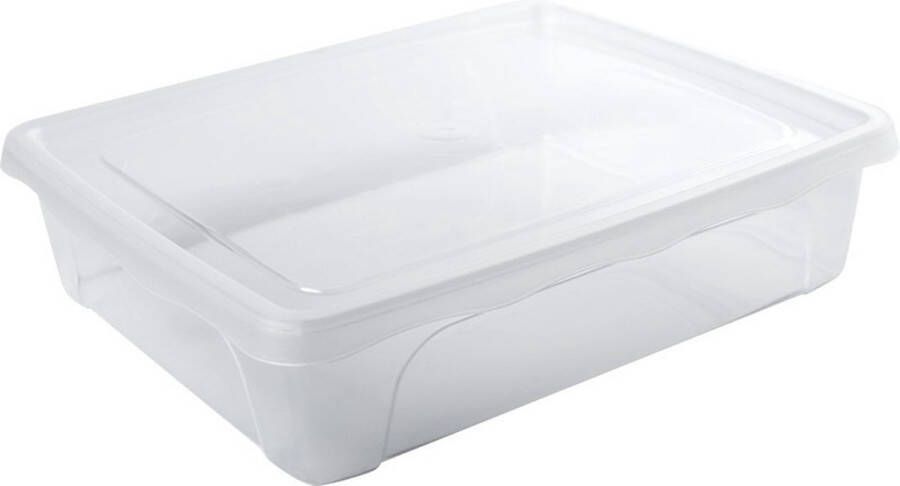 Hega hogar Voorraad vershoudbakje laag 2 liter transparant plastic kunststof 24 x 20 x 6 cm Vienna Vershouddoos bakje Mealprep Maaltijden bewaren