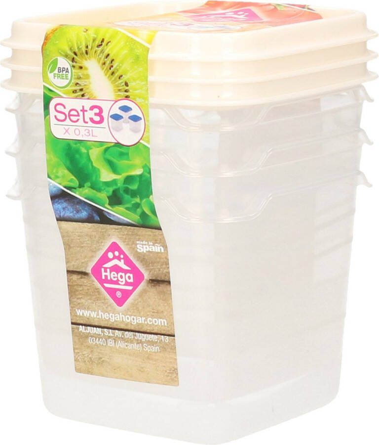 Hega hogar Voorraad vershoudbakjes 6x -transparant wit kunststof 0 3 liter