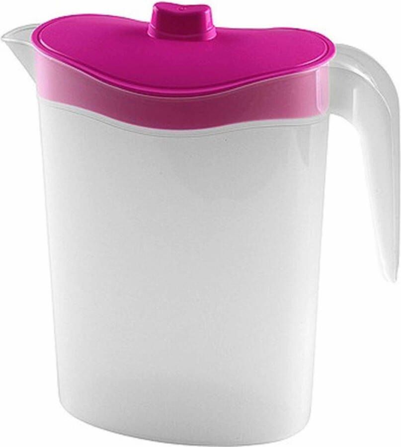 Hega hogar Waterkan sapkan met roze deksel 1 5 liter 9 x 21 x 23 cm kunststof Compact formaat schenkkan die in de koelkastdeur past Sapkannen waterkannen schenkkannen limonadekannen