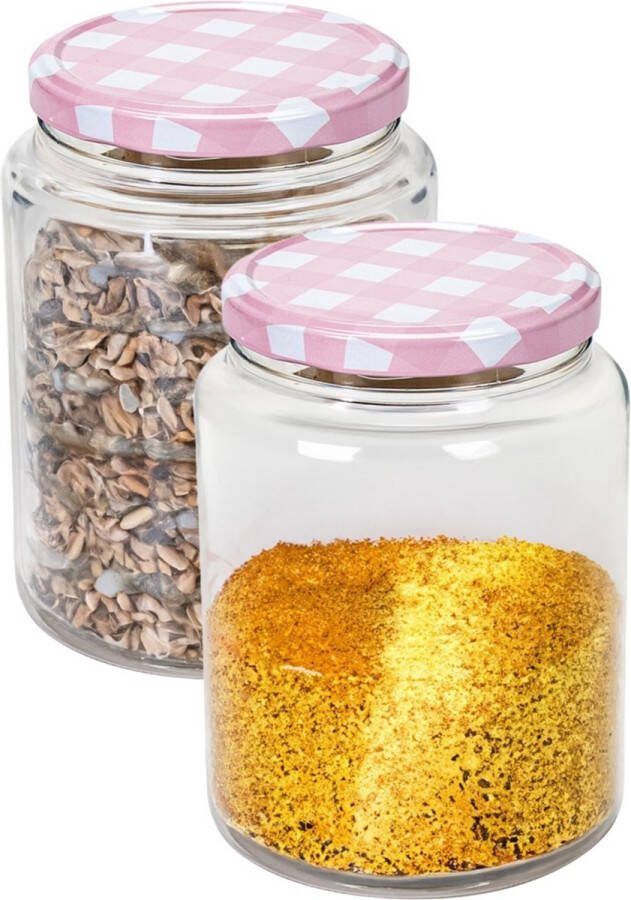 Hega hogar Weckpot voorraadpot Classico 2x 1012 ml kunststof roze D10 x H14 cm