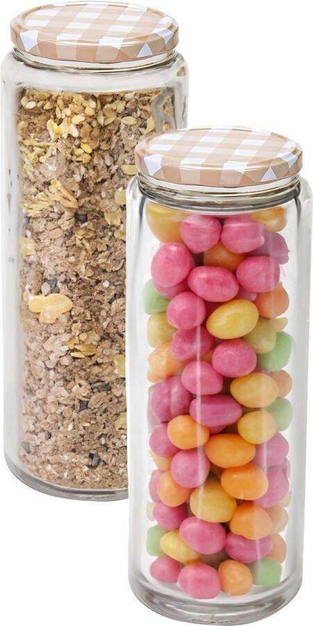 Hega hogar Weckpot voorraadpot Classico 2x 2100 ml kunststof beige D10 x H27 cm