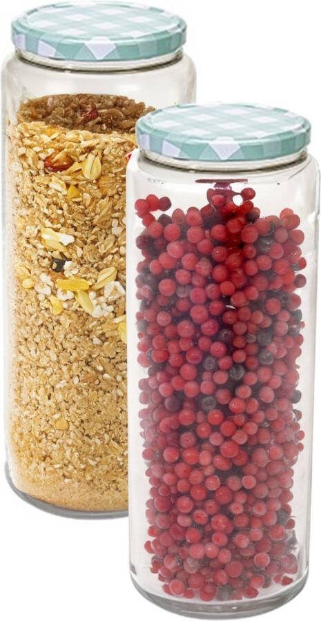 Hega hogar Weckpot voorraadpot Classico 2x 2100 ml kunststof groen D10 x H27 cm