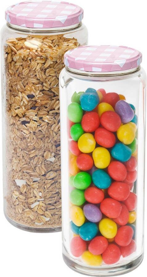 Hega hogar Weckpot voorraadpot Classico 2x 2100 ml kunststof roze D10 x H27 cm
