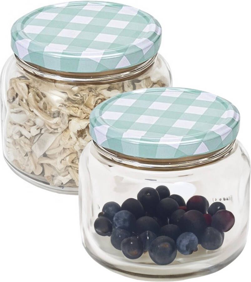 Hega hogar Weckpot voorraadpot Classico 2x 600 ml kunststof groen D10 x H9 cm