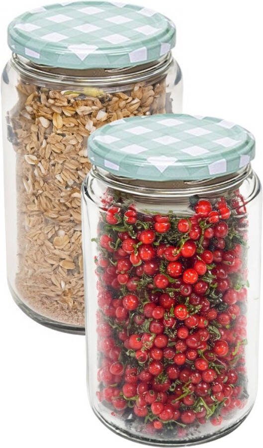 Hega hogar Weckpot voorraadpot Classico 2x 750 ml kunststof groen D8 x H14 cm