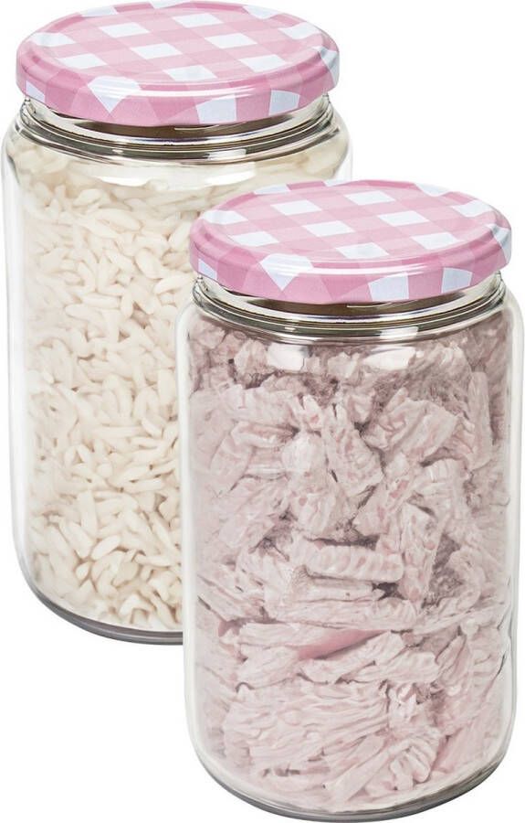 Hega hogar Weckpot voorraadpot Classico 2x 750 ml kunststof roze D8 x H14 cm