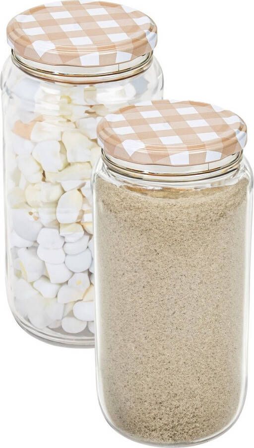 Hega hogar Weckpot voorraadpot Classico 2x 950 ml kunststof beige D8 x H17 cm