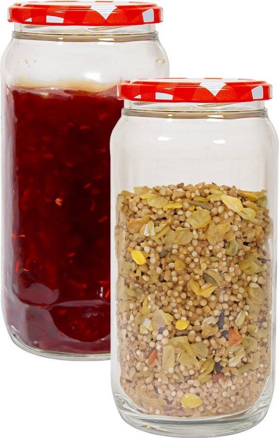 Hega hogar Weckpot voorraadpot Classico 2x 950 ml kunststof rood D8 x H17 cm