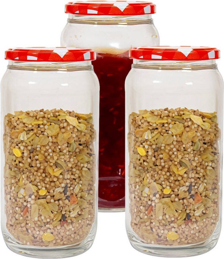 Hega hogar Weckpot voorraadpot Classico 3x 950 ml kunststof rood D8 x H17 cm