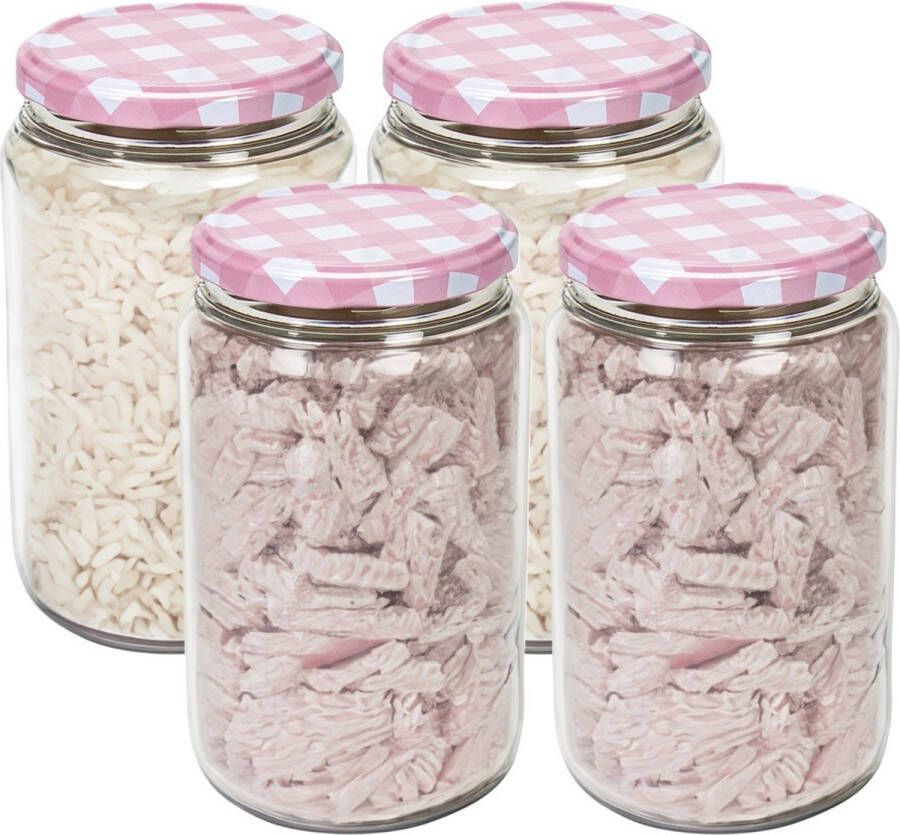 Hega hogar Weckpot voorraadpot Classico 4x 750 ml kunststof roze D8 x H14 cm