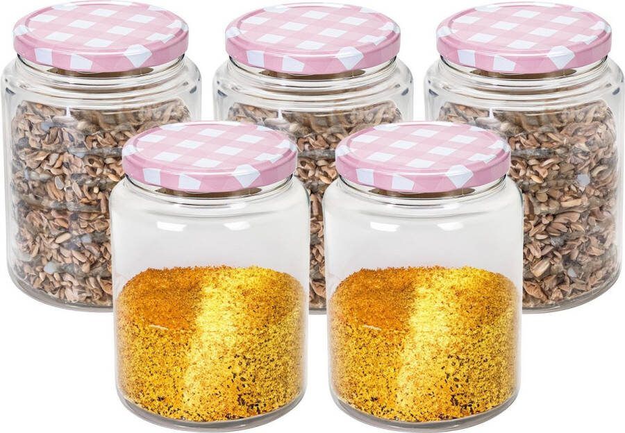 Hega hogar Weckpot voorraadpot Classico 5x 1012 ml kunststof roze D10 x H14 cm