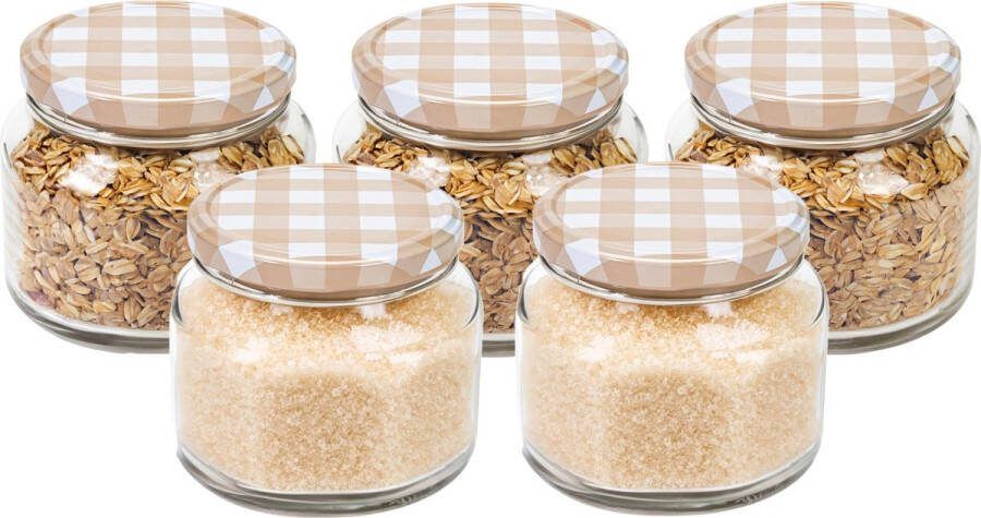 Hega hogar Weckpot voorraadpot Classico 5x 600 ml kunststof- beige D10 x H9 cm
