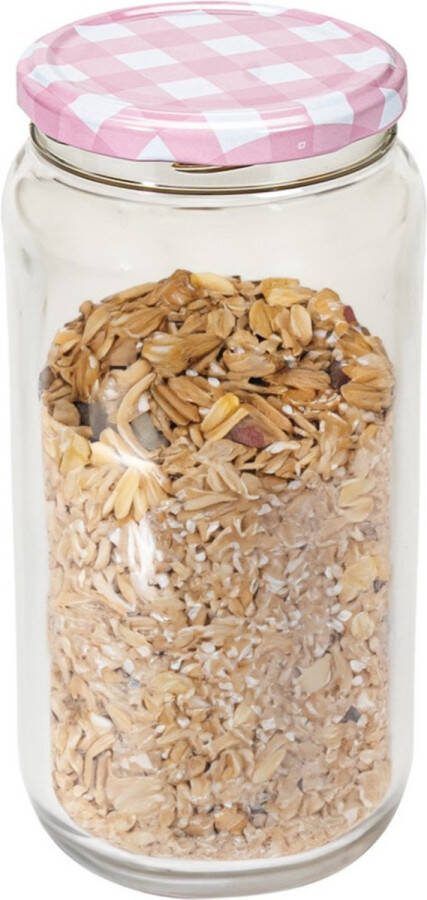 Hega hogar Weckpot voorraadpot Classico 950 ml kunststof draaideksel roze D8 x H17 cm