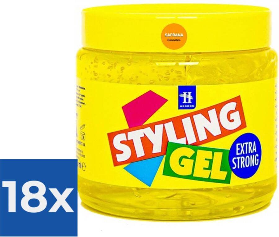 Hegron Haargel Pot  Extra Strong 1000 ml Voordeelverpakking 18 stuks