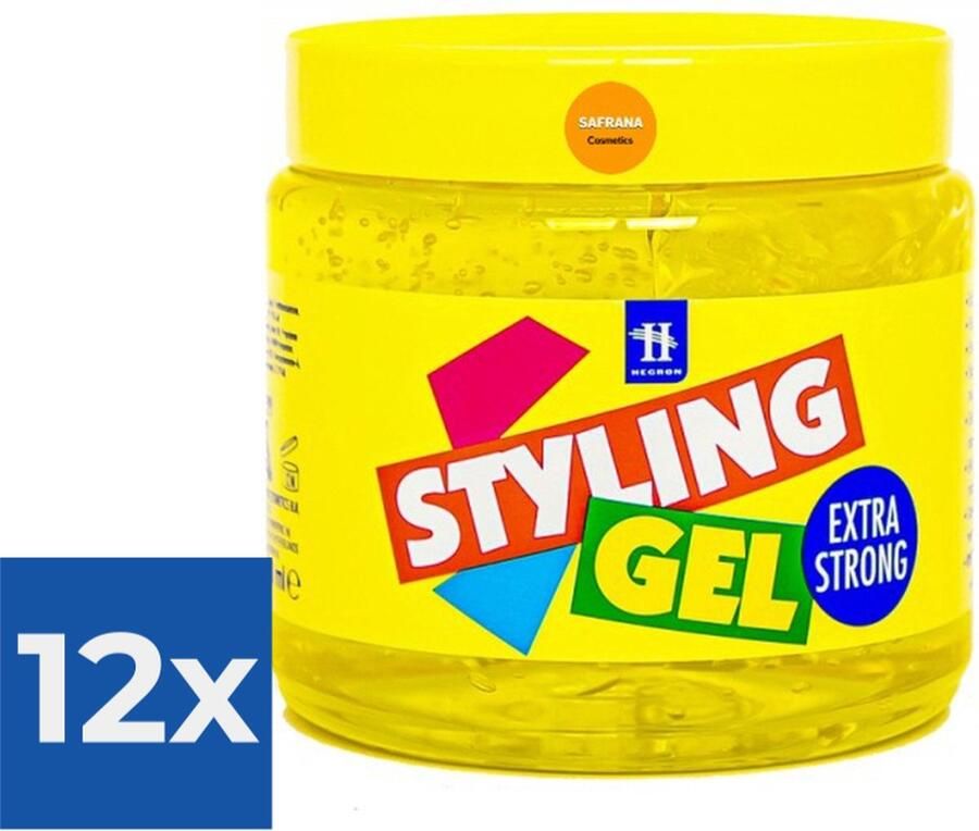 Hegron Haargel Pot  Extra Strong 1000 ml Voordeelverpakking 12 stuks